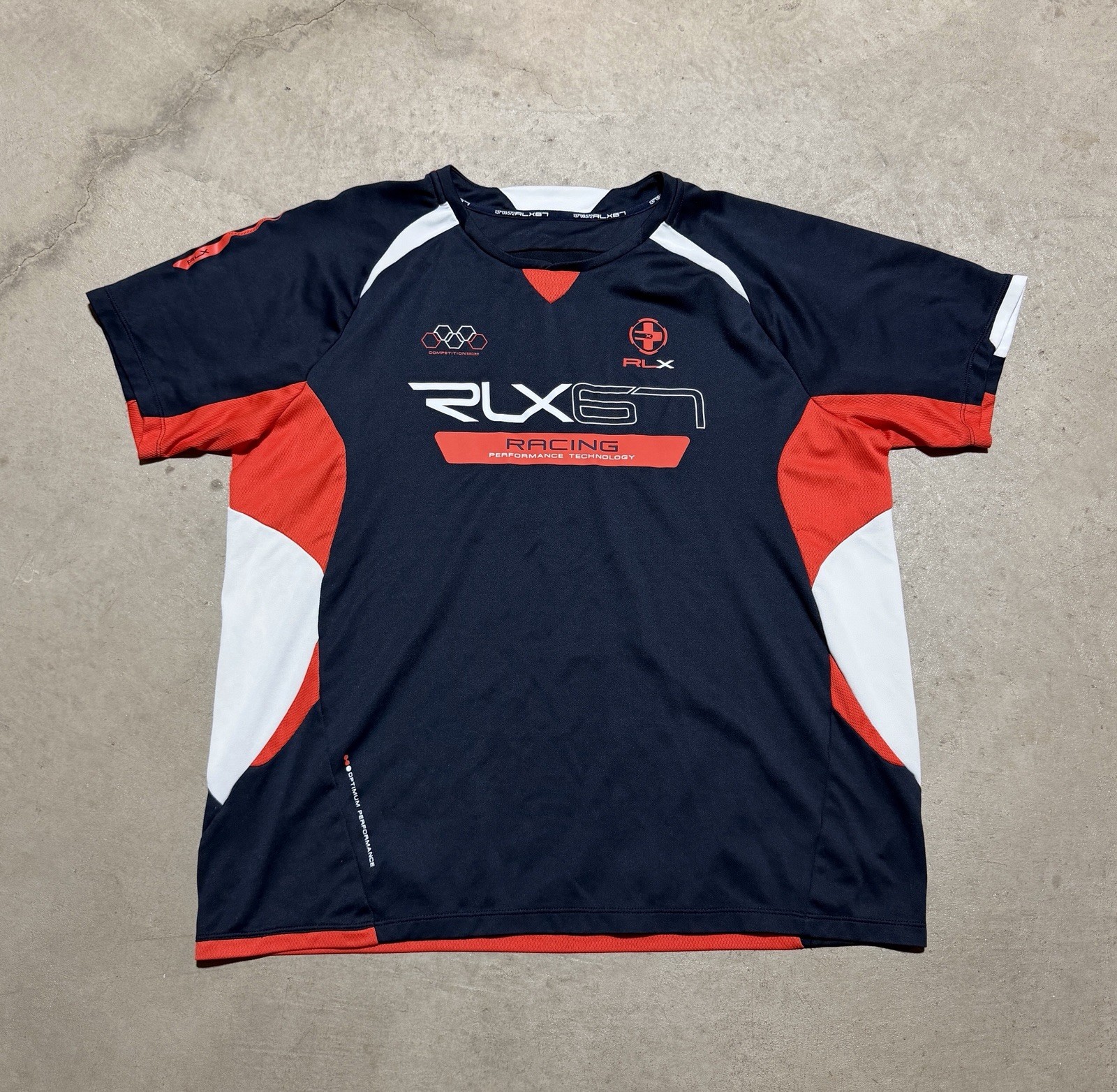 Ralph Lauren RLX 67 Racing Performance Technology T Shirt Size 23×26.5in Blue