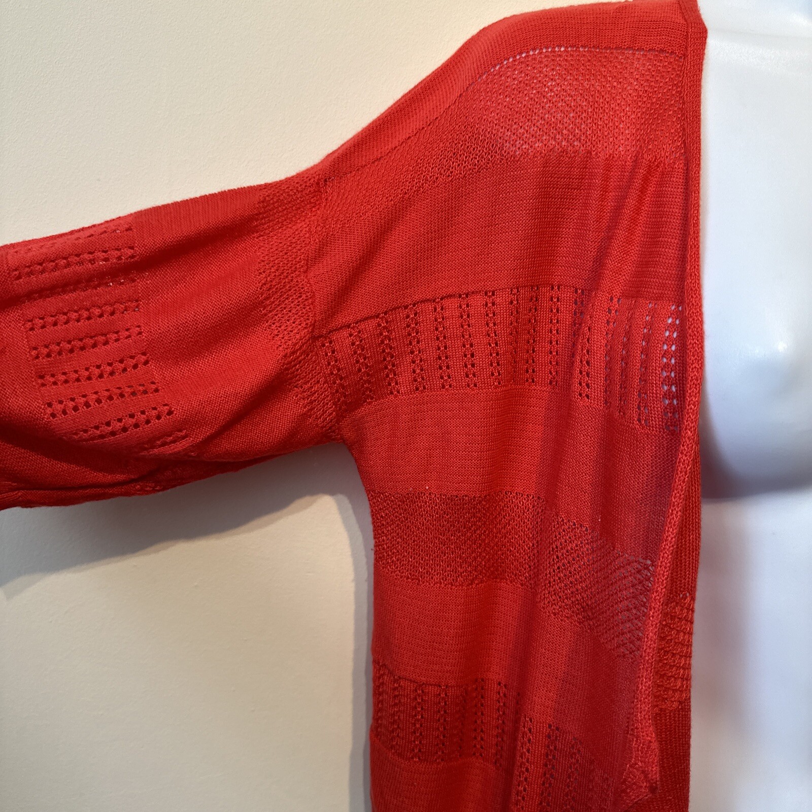 RED CROP CARDIGAN SHRUG KNIT JACKET ANY SEASON ANY OCCASION SZ L 16
