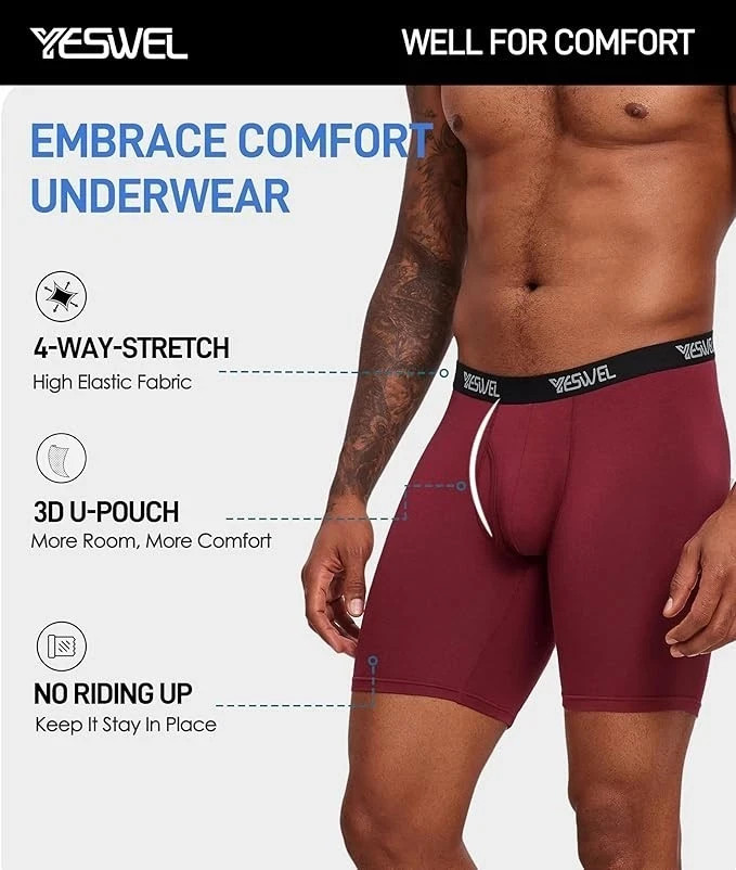 Men’S Underwear Boxer Briefs, Cool Viscose Made from Bamboo, Moisture Wicking.