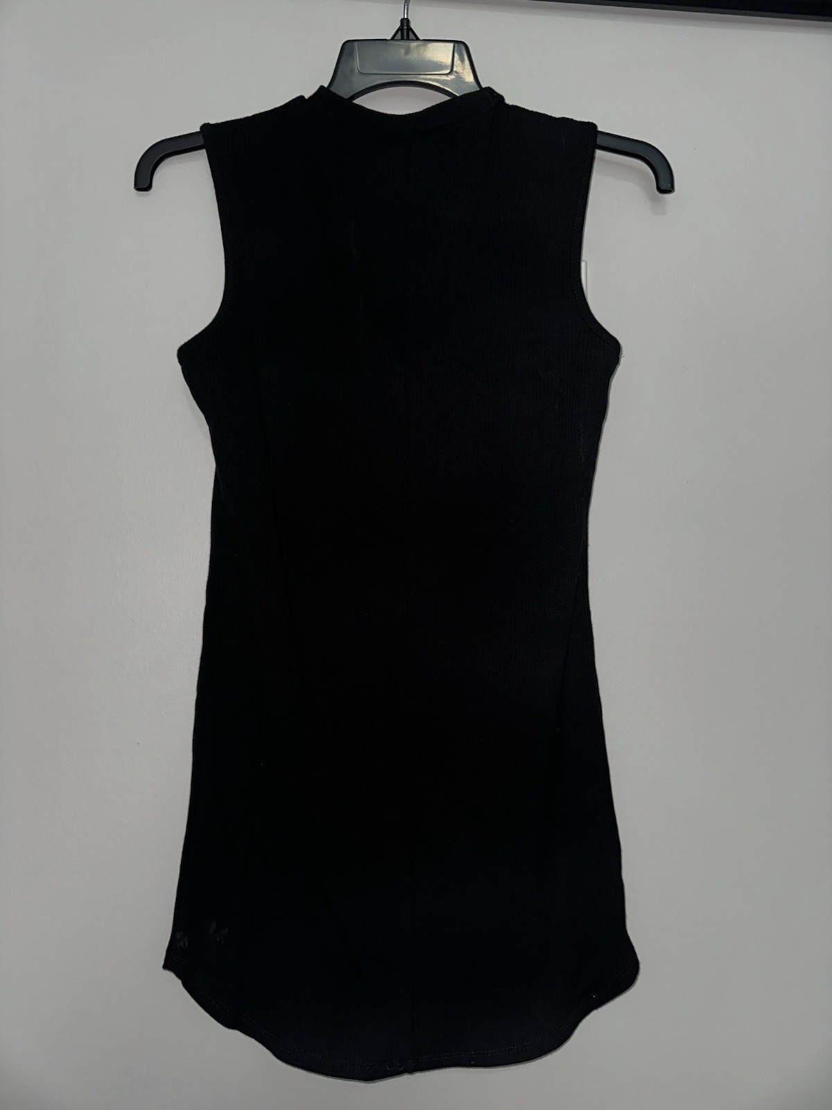 Fashion Nova Black Bodycon Mini Dress Size L Sleeveless Mock Neck Ribbed