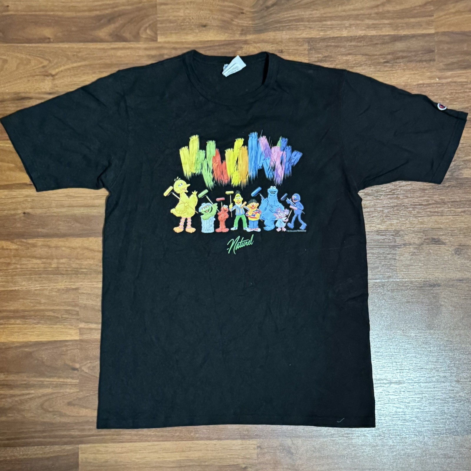 Champion Sesame Street Collaboration Naturel Shirt Size Medium M Black