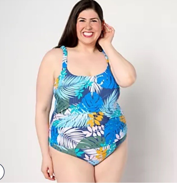 Jantzen Jolie One-Piece , Blue Palm NWT Bathing suit Swim Suit