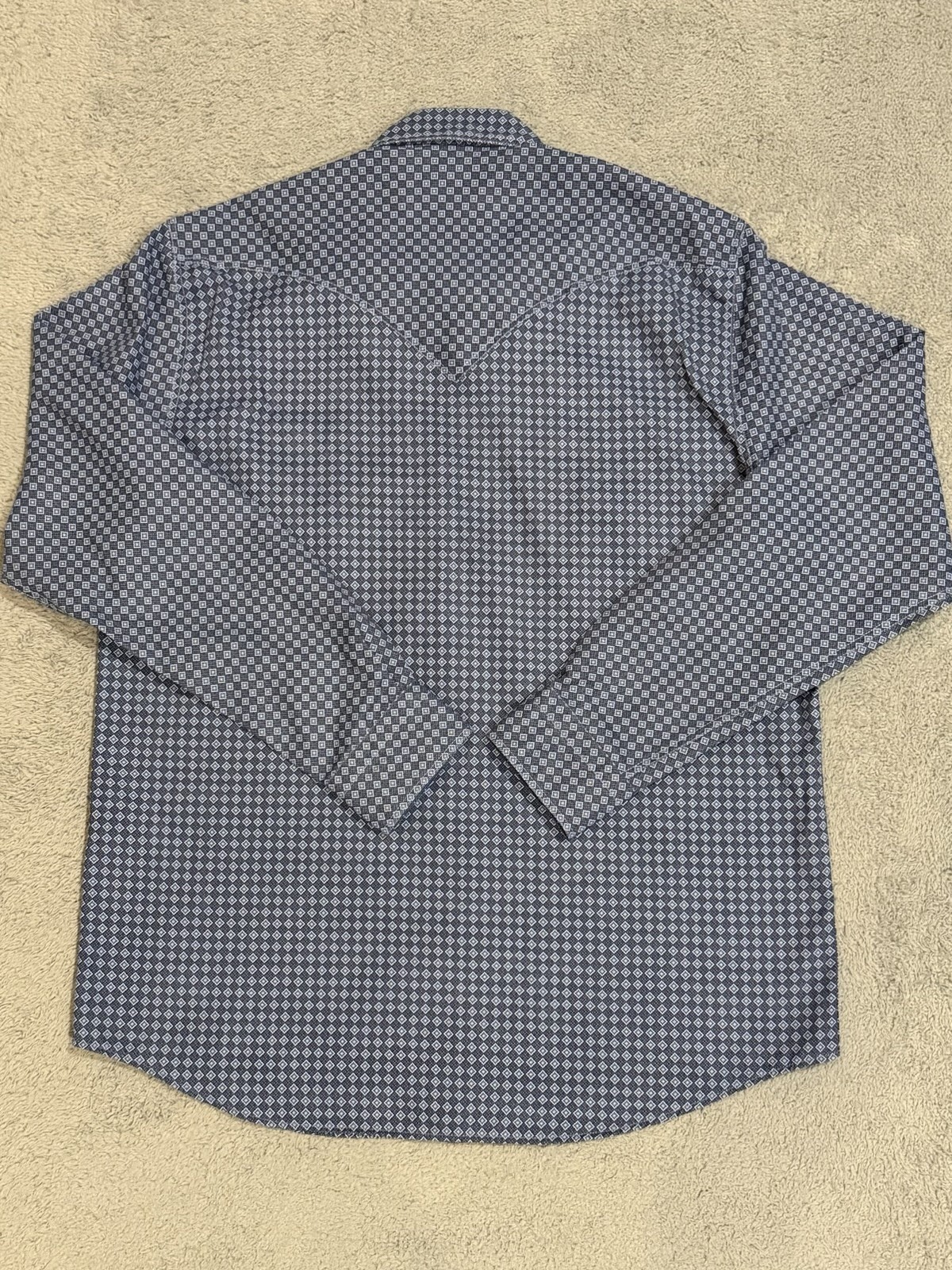 Pinto Ranch YY Western M Pearl Snap Cowboy Micro Geometric Diamond Performance