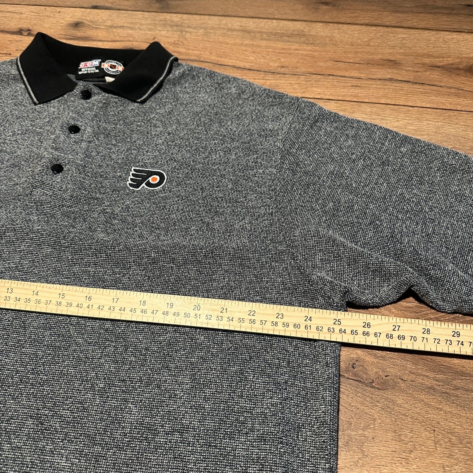 Vintage CCM Philadelphia Flyers Grey Polo Shirt Mens XXL NHL Ice Authentic