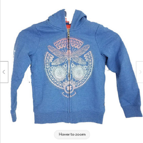 Lucky Brand Girls Plush Lined Hoodie Sweater (Indigo Heather, Size XS-5/6) NWT