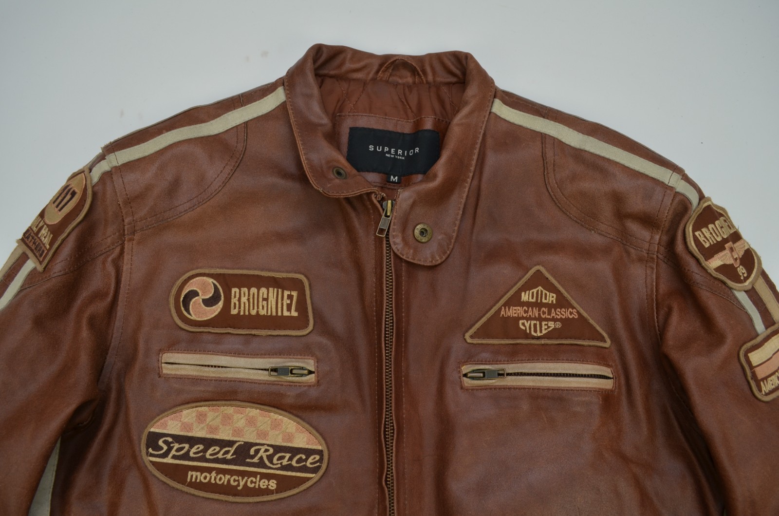 Vintage Superior New York Brogniez American Classic Motorcycle Leather Jacket M