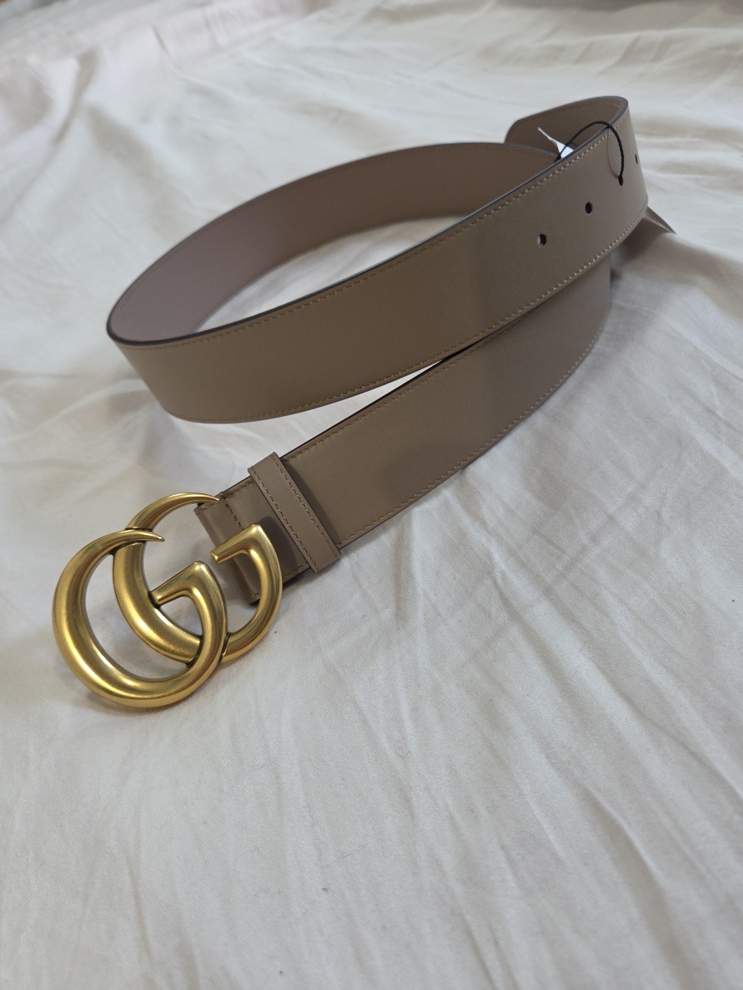 Authentic Gucci Pink Taupe Leather Belt, Women Size 30-32 IT 90CM