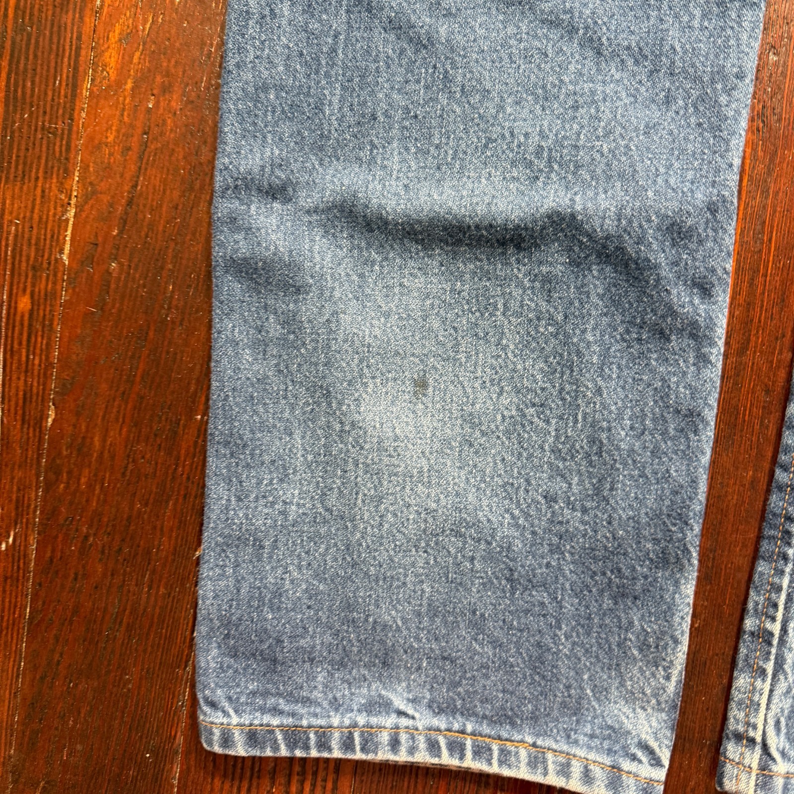 Wrangler Jeans Mens 38×30 Blue Straight Western Faded Whiskers 47MWZ *READ*