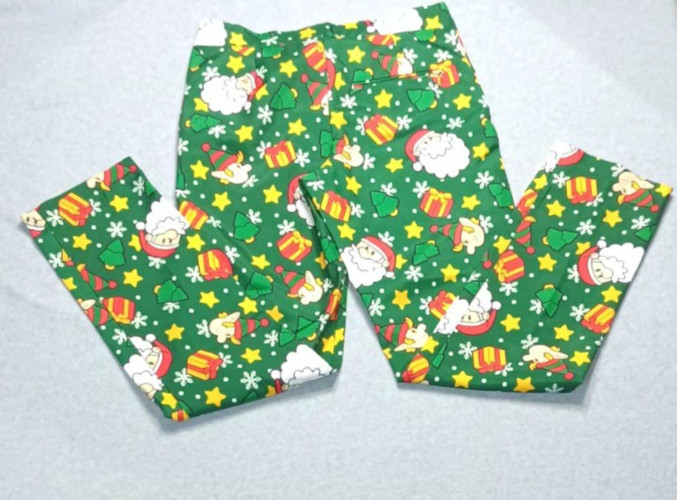 Suitmeister Christmas Slacks Dress Pants Mens Size S 34-36 Green Santa Holiday