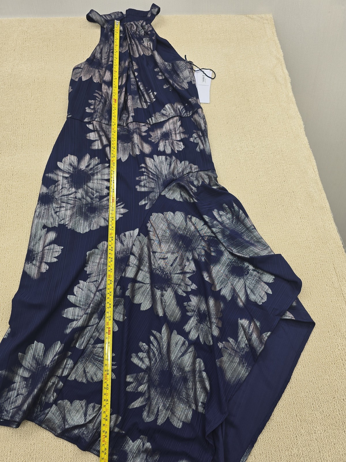 London Times Navy Floral Sleeveless Halter Dress Women’s US12
