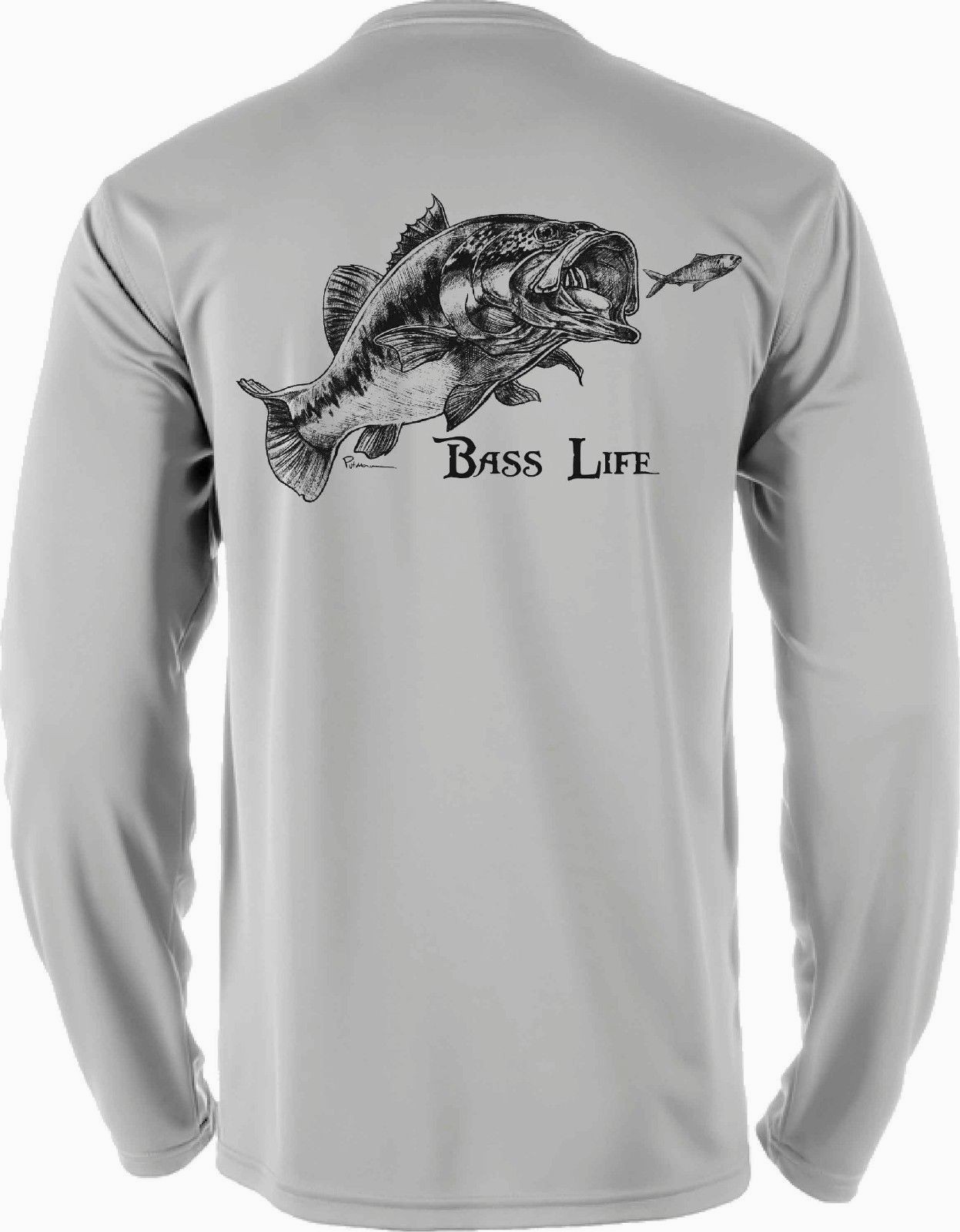 Long Sleeve Microfiber Fishing Boating UPF Sun Protection Bass Shirt