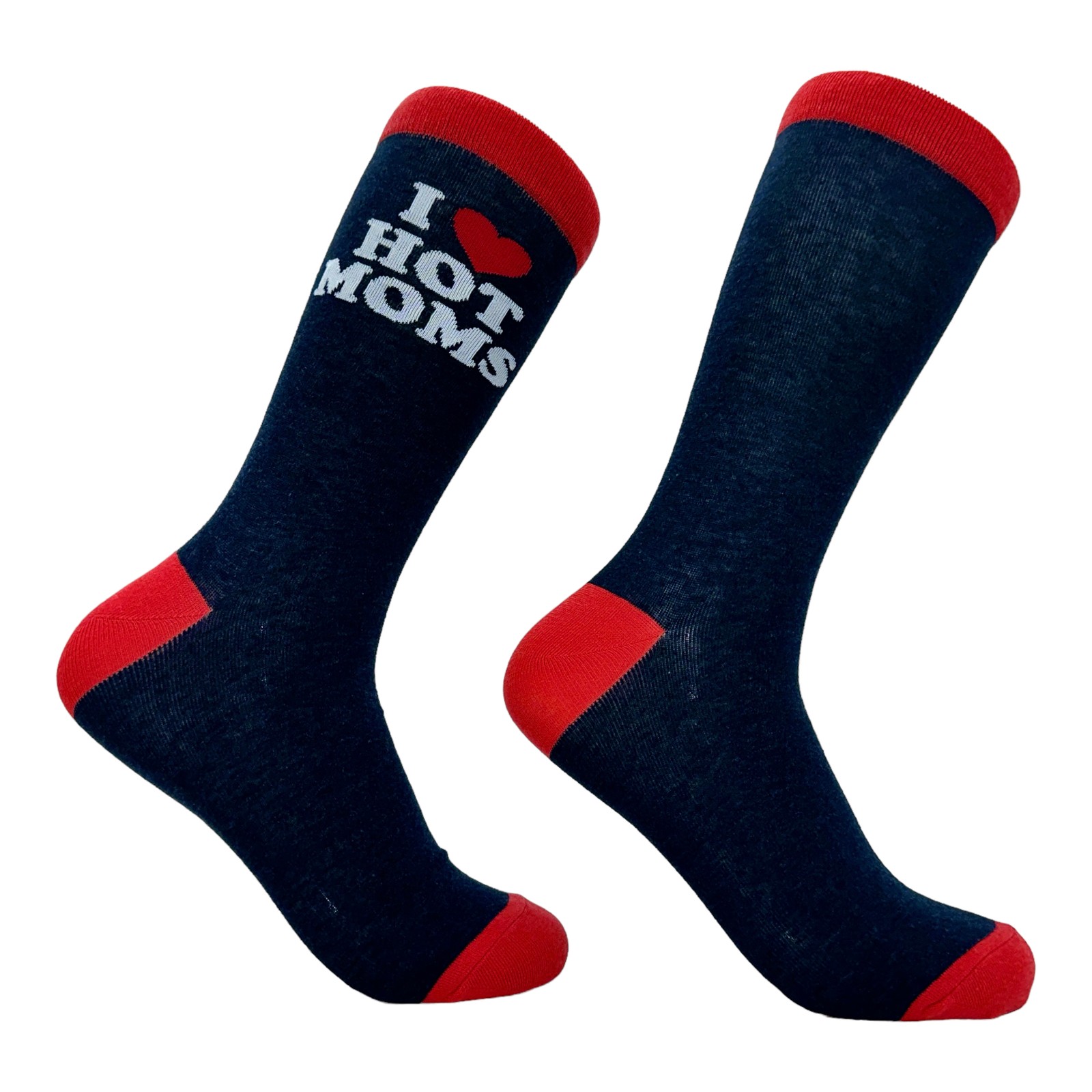 Men’s I Heart Hot Moms Socks Funny Sarcastic Flirting With Mothers Joke Footwear