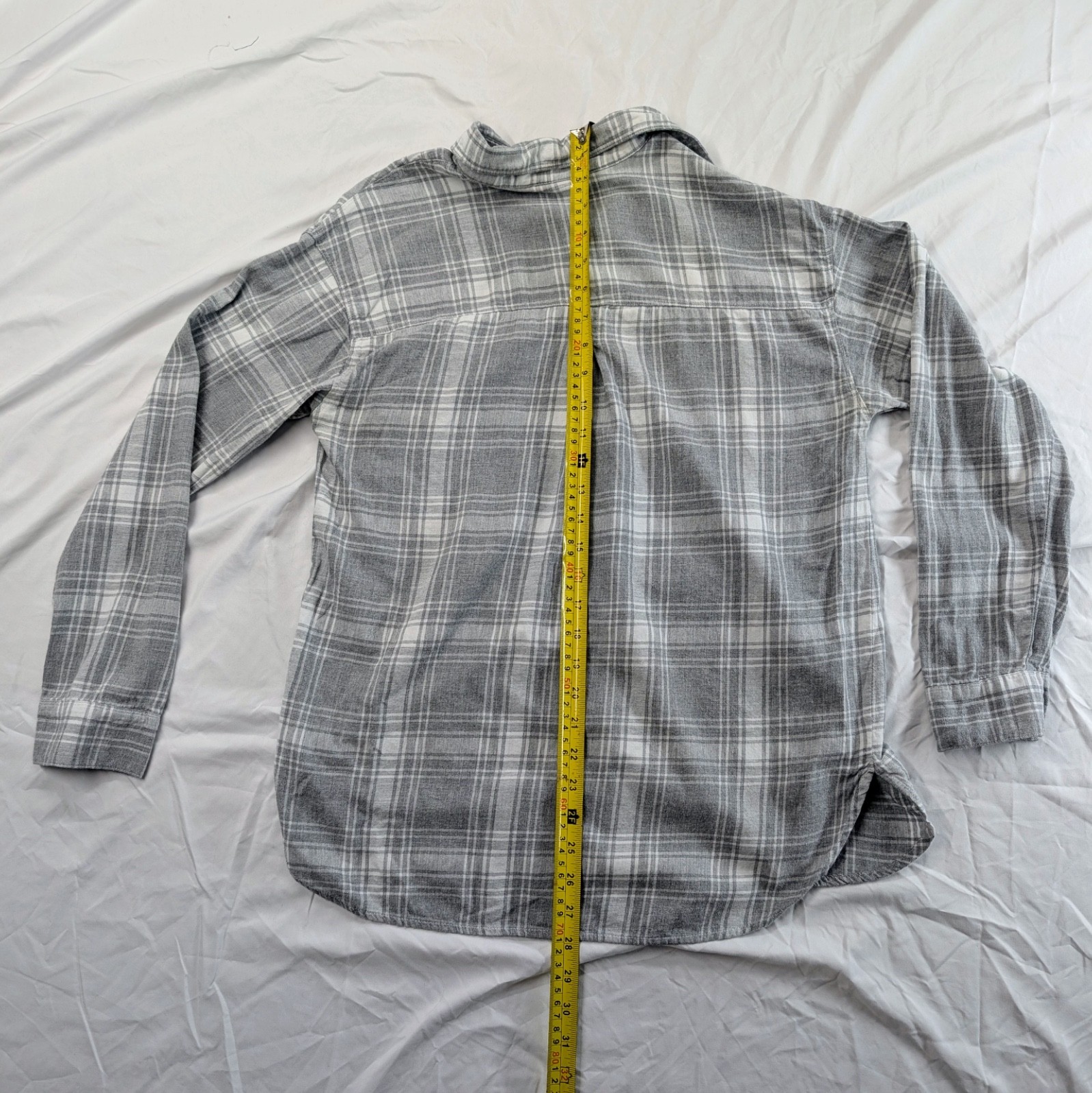 Old Navy The Boyfriend Shirt Gray Plaid Button Up Women’s Size M Classic