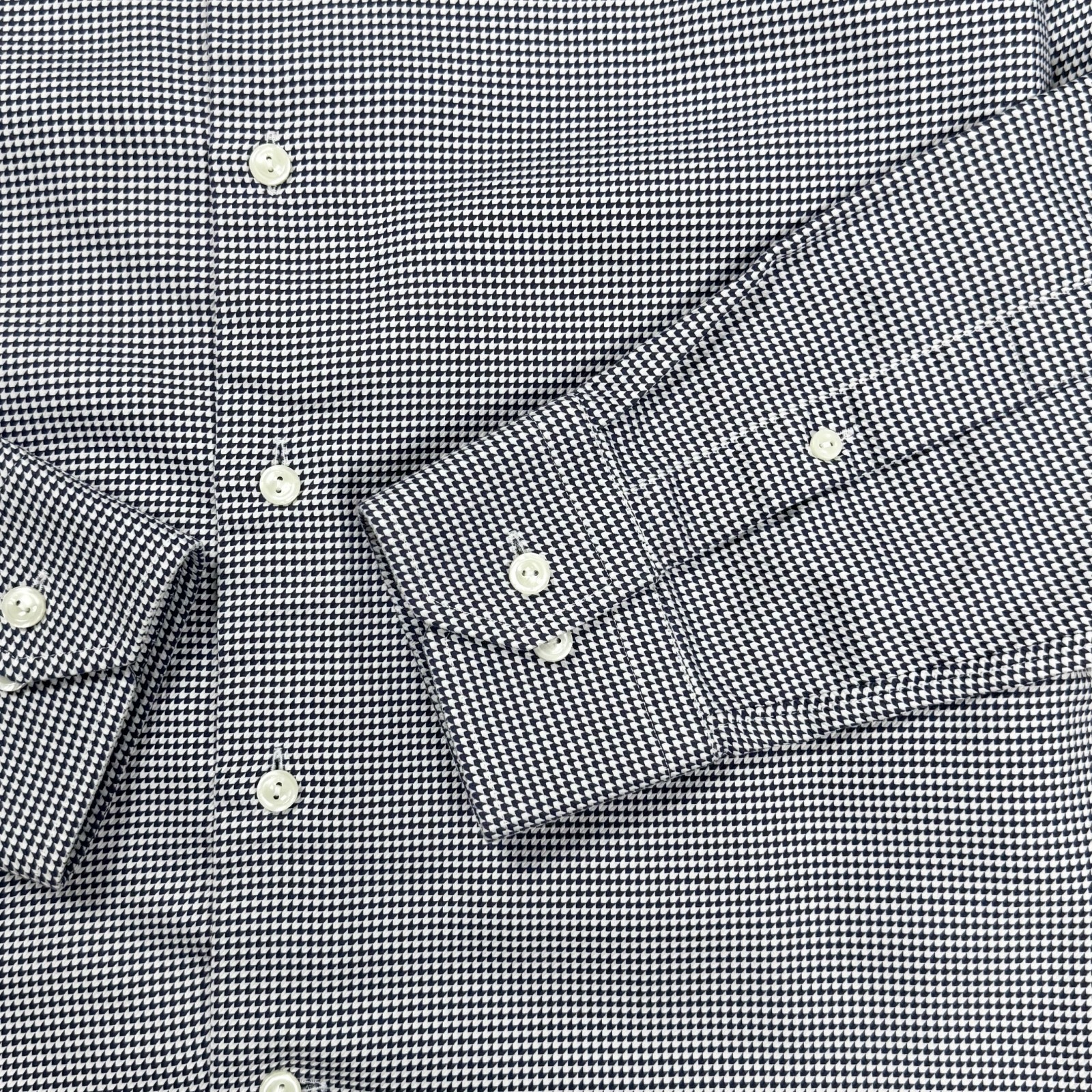 ETON Men’s Luxury Houndstooth Slim Fit Black White Cotton Dress Shirt 39 15.5
