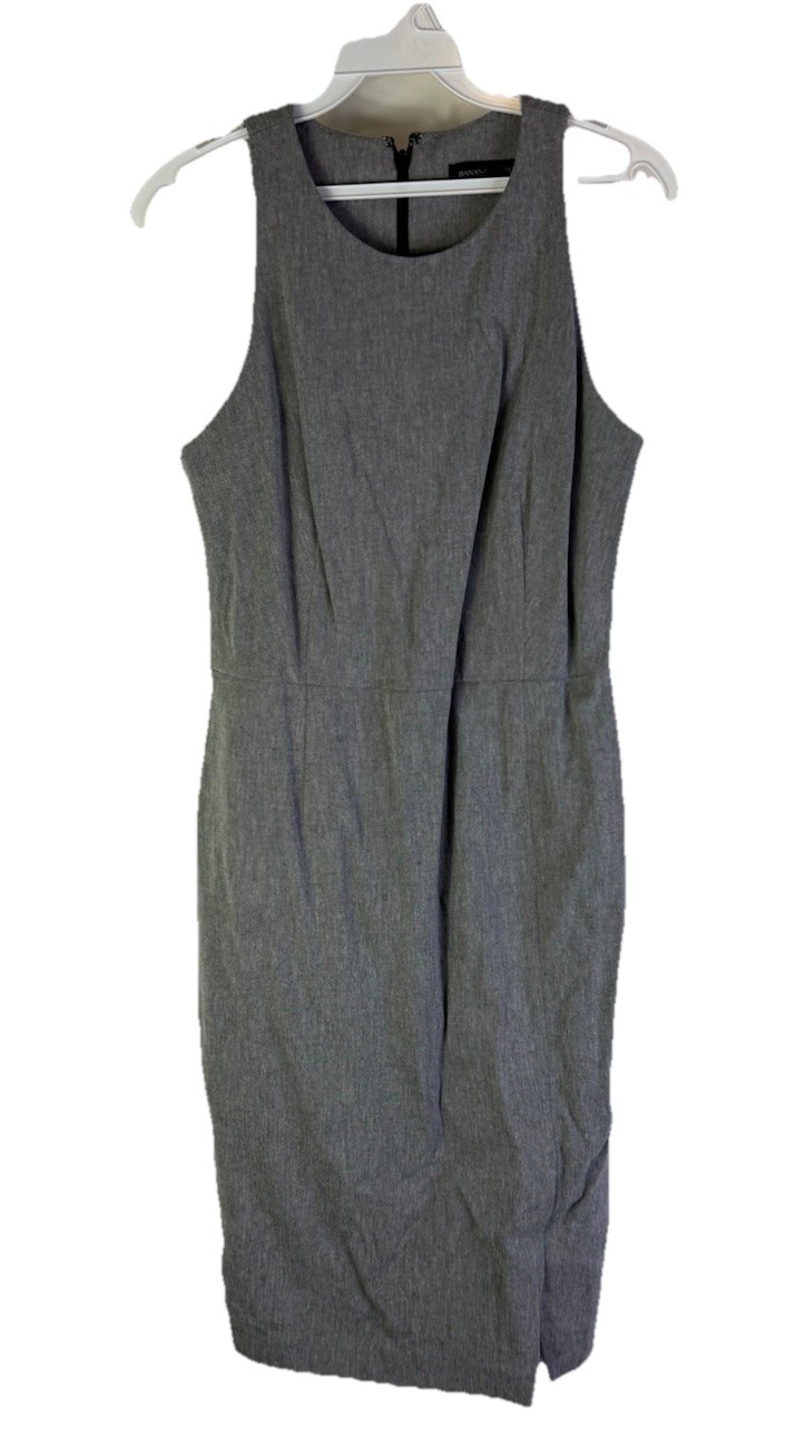 New Banana Republic Womens 6 Sleeveless Slit Pencil Dress Gray Professional Care