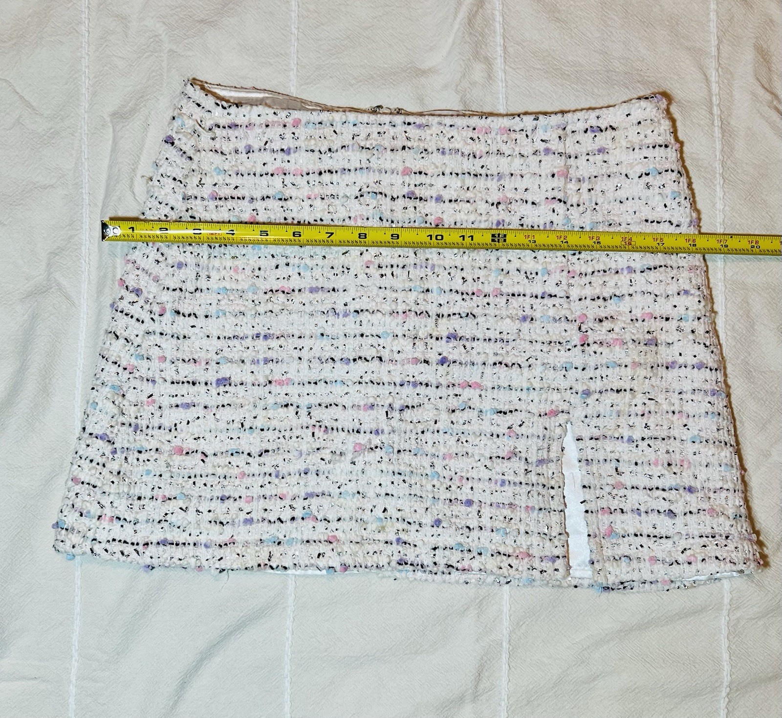 Olivaceous Tweed Mini Skirt Womens Small White Multicolor Boucle Chic