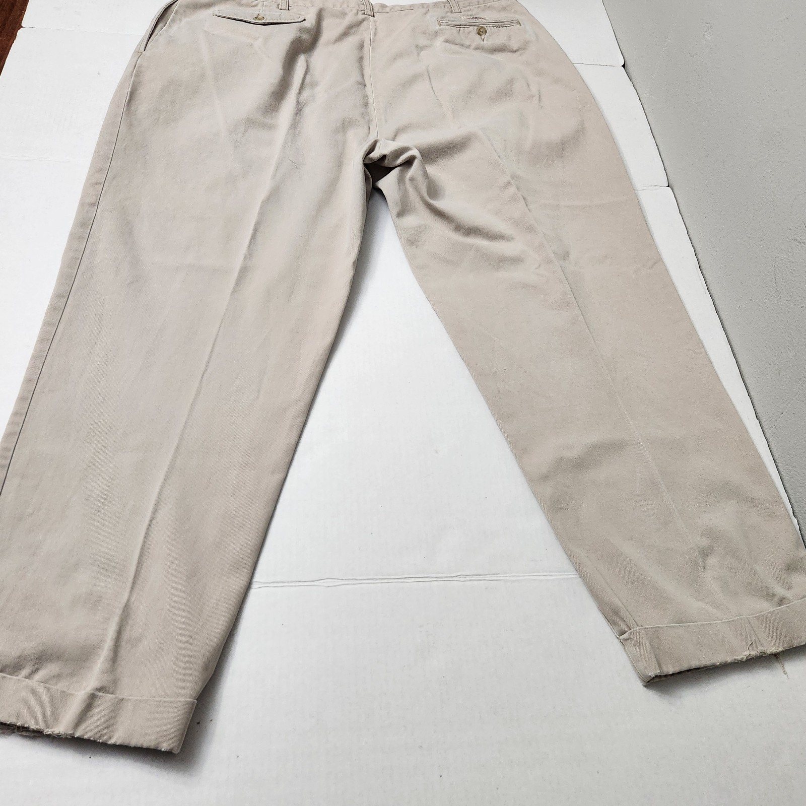 Polo Ralph Lauren Men’s Beige Cotton Twill Pleated Cuffed Chinos 42W