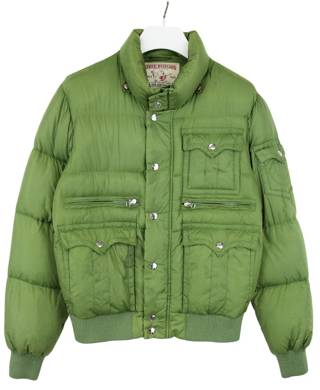 True Religion Down Jacket Mens Large Zip Up High Neck Pockets Lined
