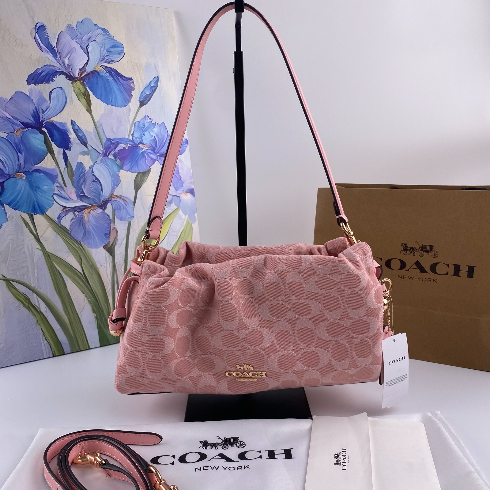 Coach Faye Shoulder Bag in Signature Denim CER68 Pink