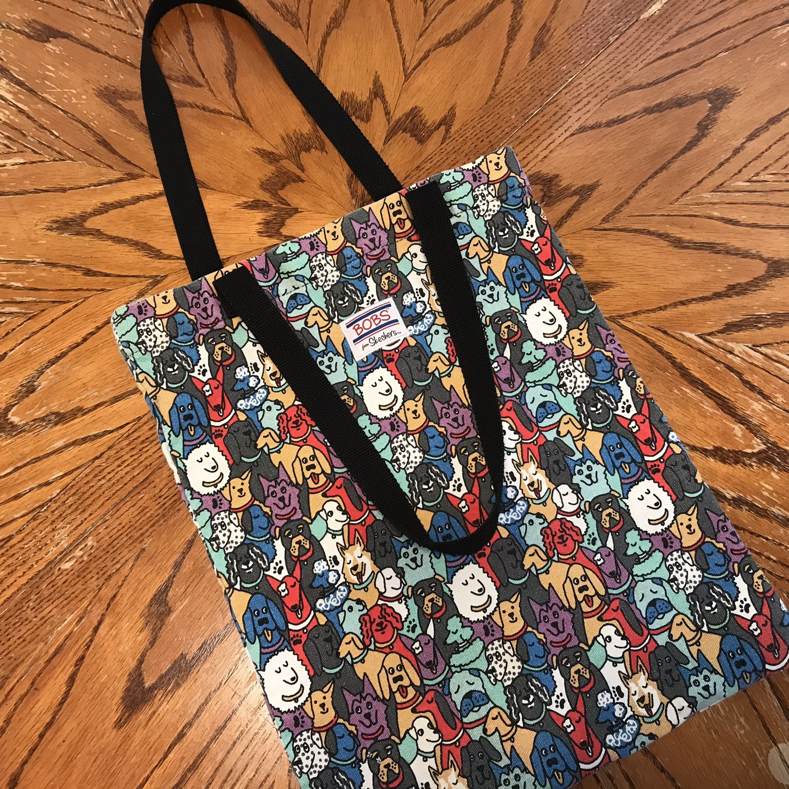 Bobs From Skechers Canvas Tote Bag Dog-Face Print featuring multiple dog breeds