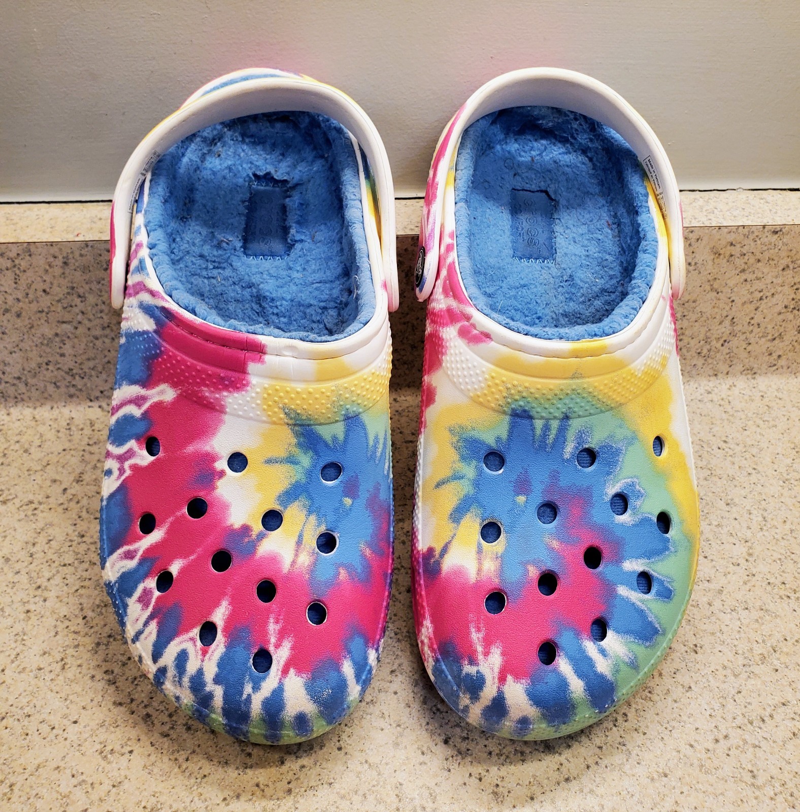 Crocs Baya Tie-dye Graphic Clog US M6/W8 Unisex Pastels Multi Swirl Design Lined