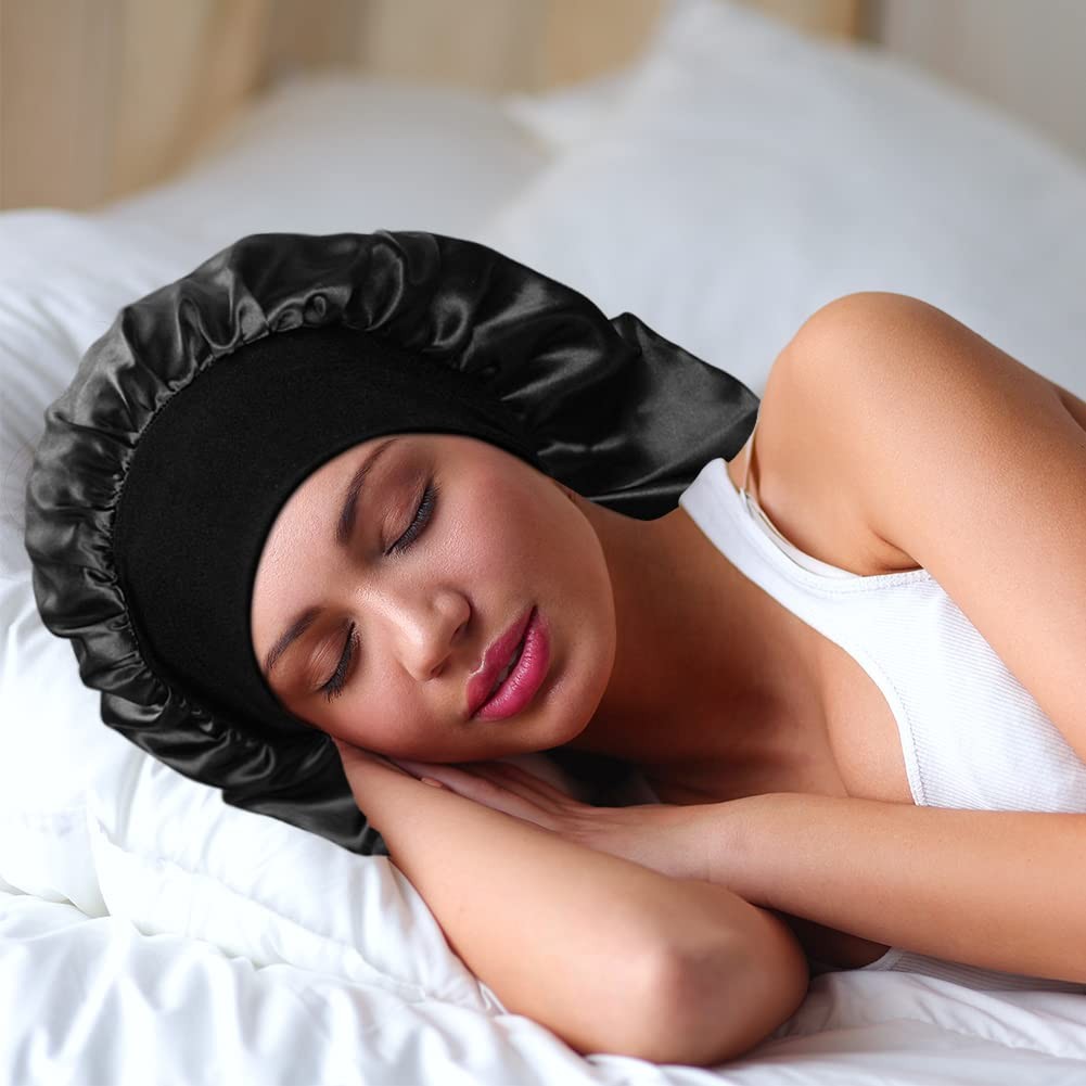 4 Pack Extra Long Satin Sleep Cap for Long Hair Dreadlock Night Sleep Bonnet