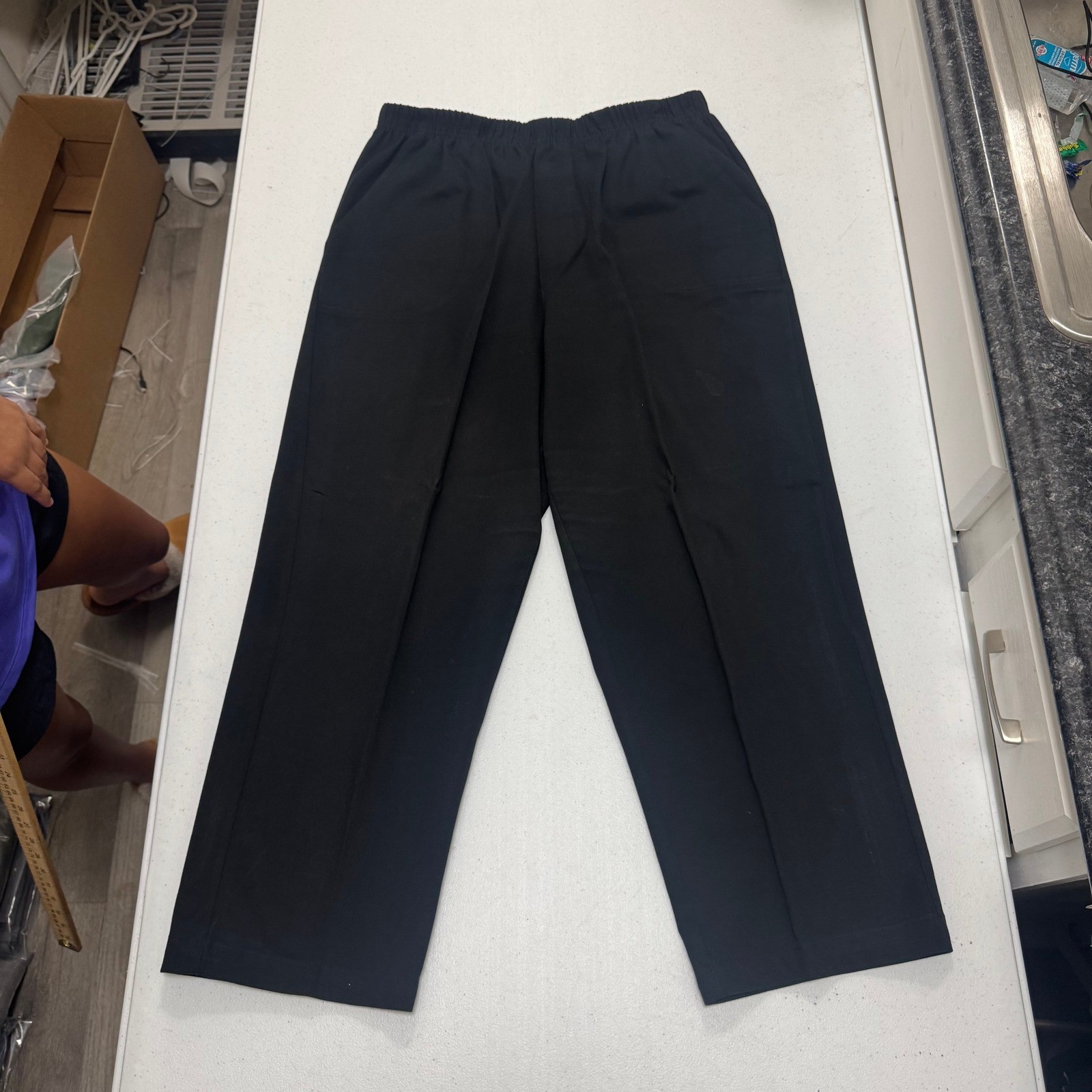 White Stag Womens 14 Average Black Soot Elastic Waist Pull On Pants W5513323