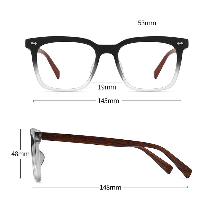 TR90 Photochromic Presbyopic Glasses Men Imitation Wood Square Sunglasses Reader
