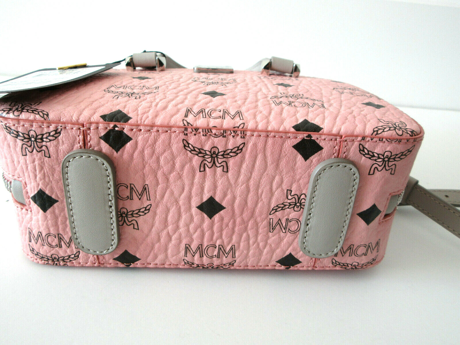 MCM half moon Visetos Canvas Small Zip Top Crossbody Dome Purse Bag
