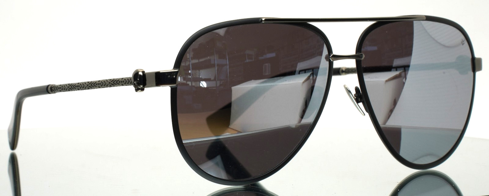 JOHN VARATOS V546 Black Gunmetal Mens Aviator Mirror Sunglasses 63-13-145 B:54