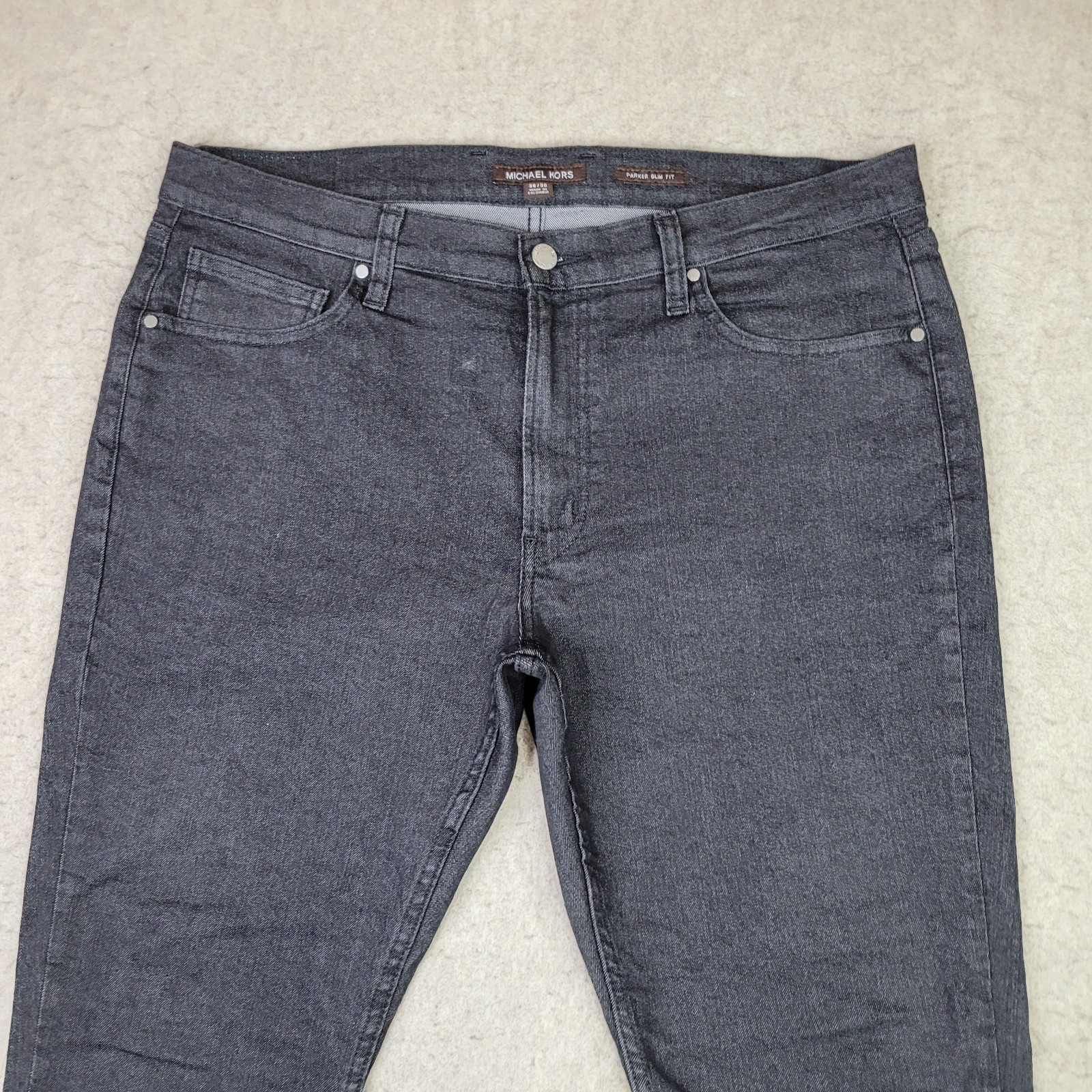 Michael Kors Parker Slim Fit Stretch Black Denim Jeans 36×30 Stretch NEW