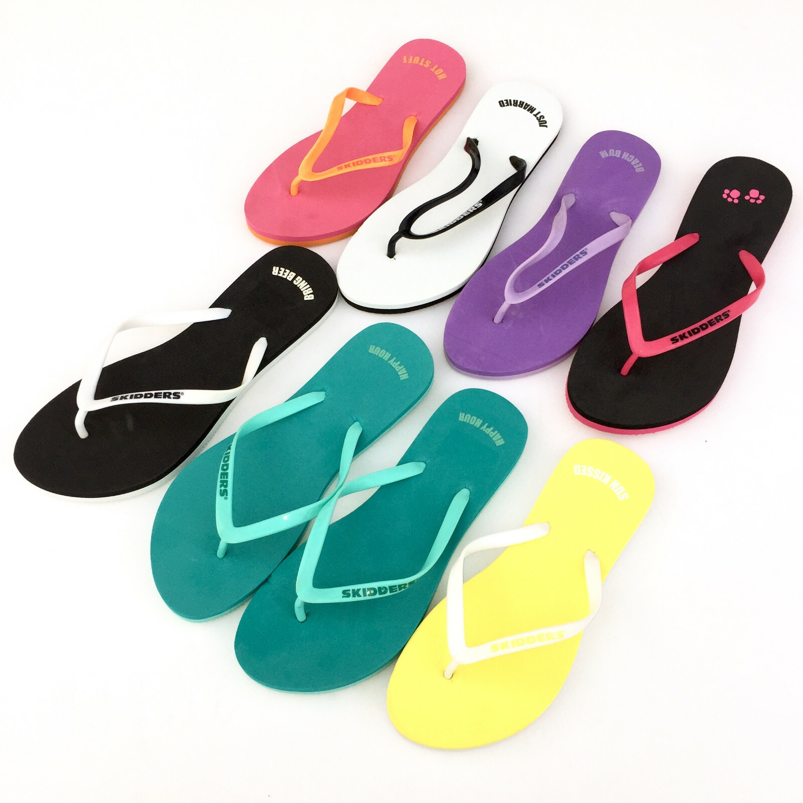 Beach Flip Flops Sand Imprint Rubber Thong Sandals Summer Shoes Quotes Skidders