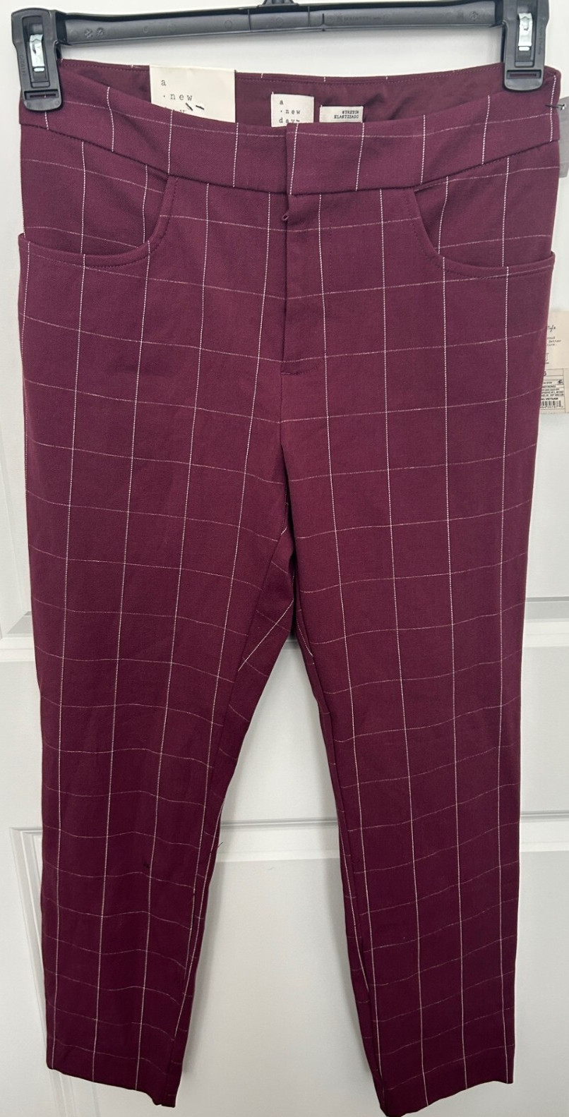 NWT A New Day Pants Size 6 Reg Burgundy Skinny Ankle High Rise Women’s NEW