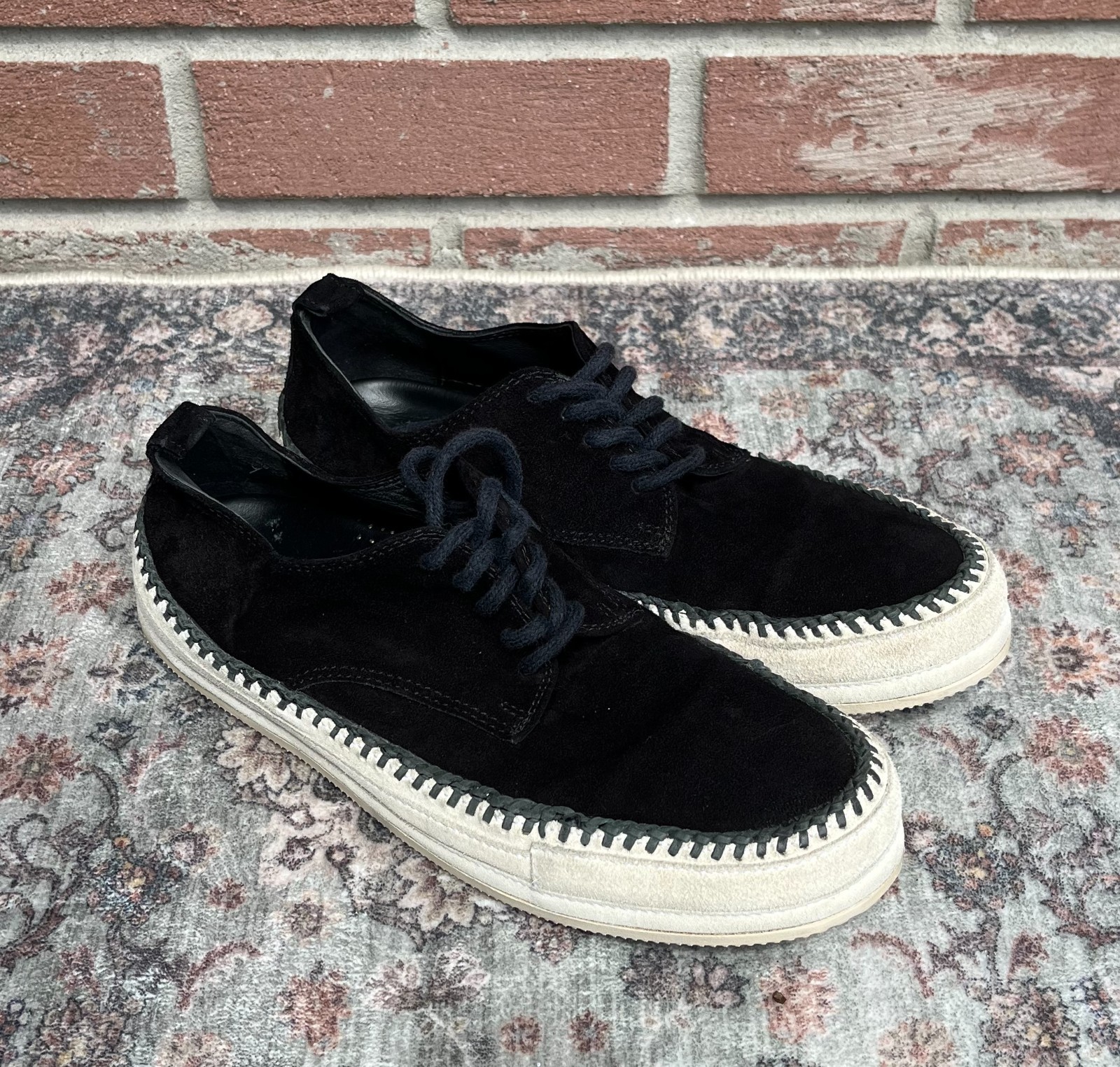 Ann Demeulemeester Black Suede Whipstitch Low Top Sneakers / Size EU 40 US Men 7