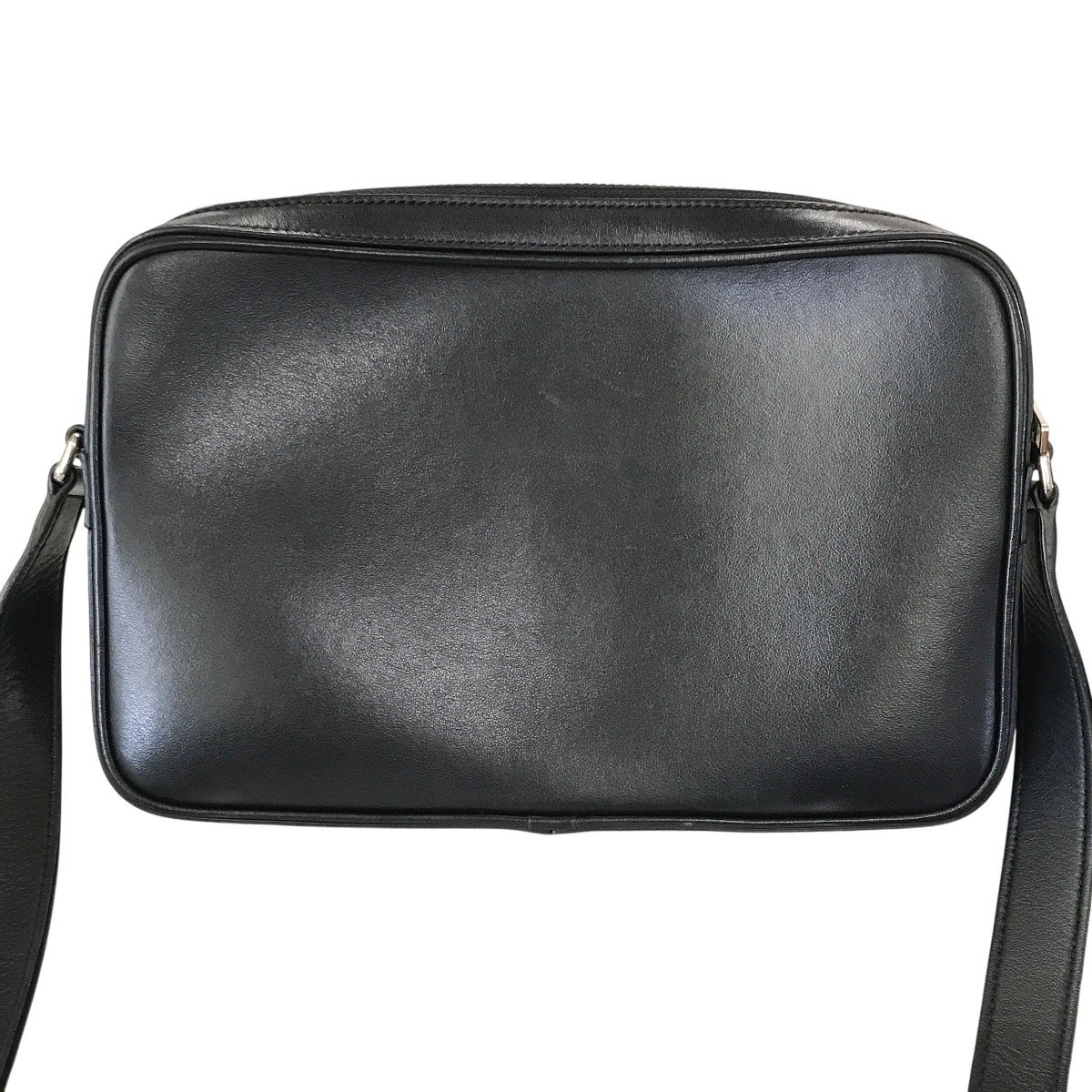 CELINE Logo Medium Messenger Shoulder Bag Black Leather Crossbody Auth 11456780