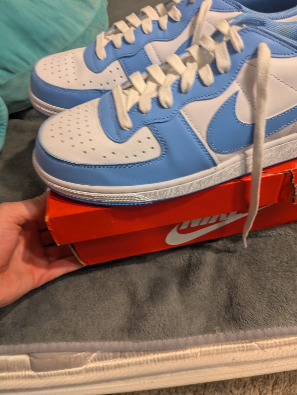 Nike Air Jordan 1 Low Men’s Low Top Athletic Sneakers Blue/White Lace-Up