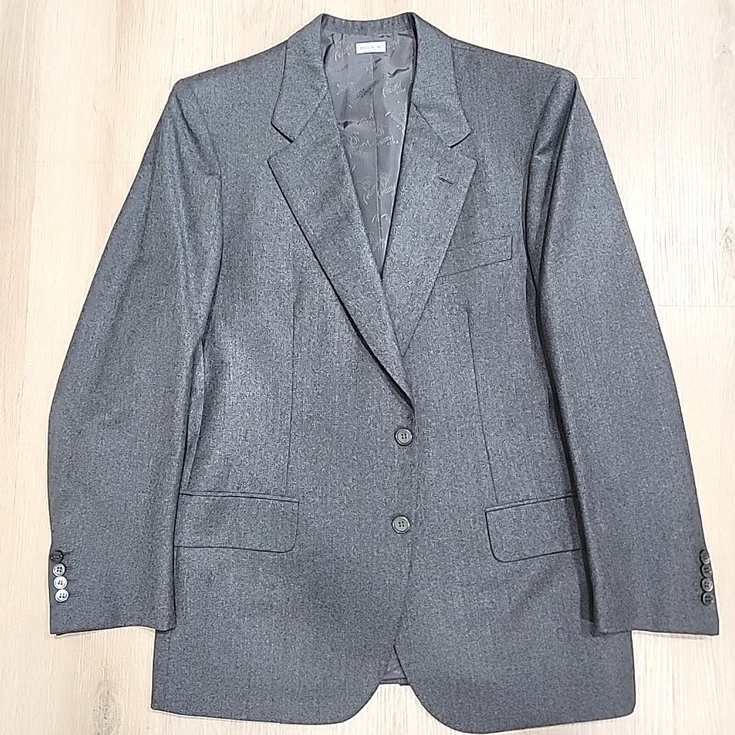 Brioni Bespoke 100% Wool Suit Men 42R Gray 2 Button Pleated Cuffed Pants Italy