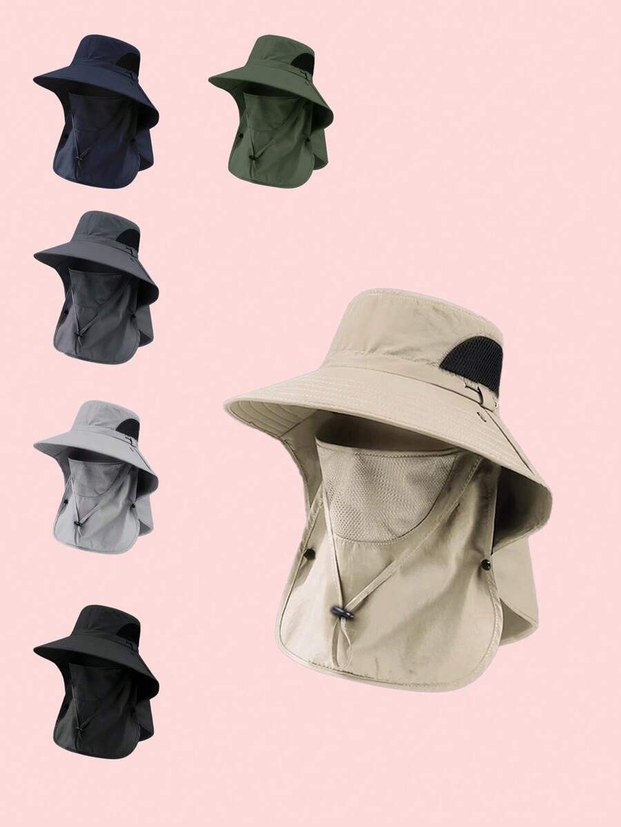 Wide Brim Fishing Hiking Sun Hat Neck Gaiter Bucket Cowboy Hat Outdoor Camo