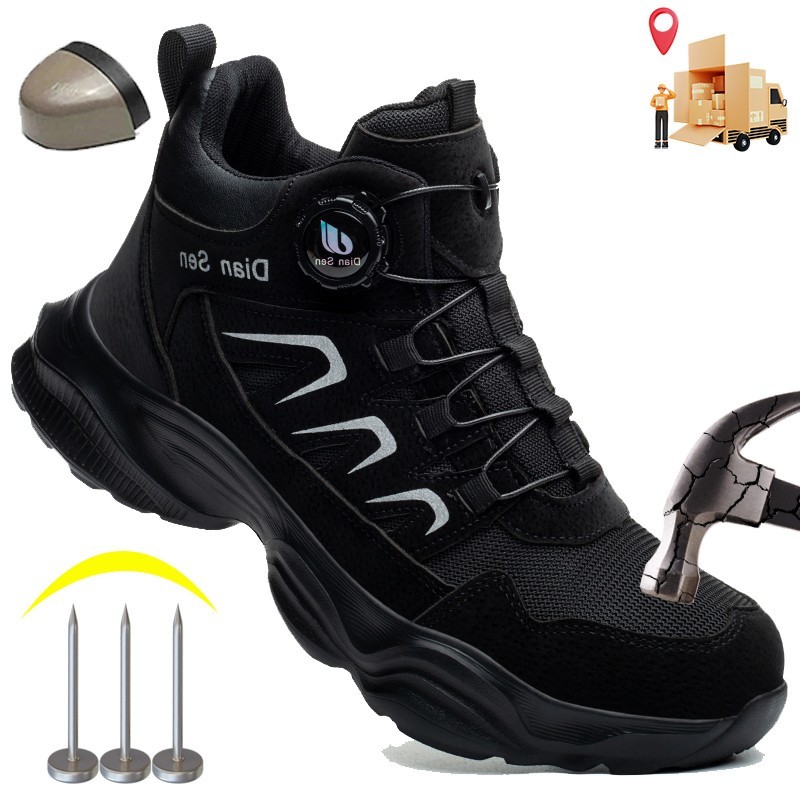 Men Work Boots Safety Shoes Anti-puncture Indestructible Steel Toe Shoes