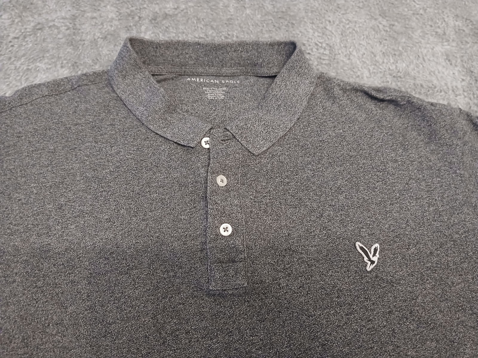 American Eagle Men’s 3XL Standard Fit 100% Cotton Short Sleeve Polo Shirt Gray