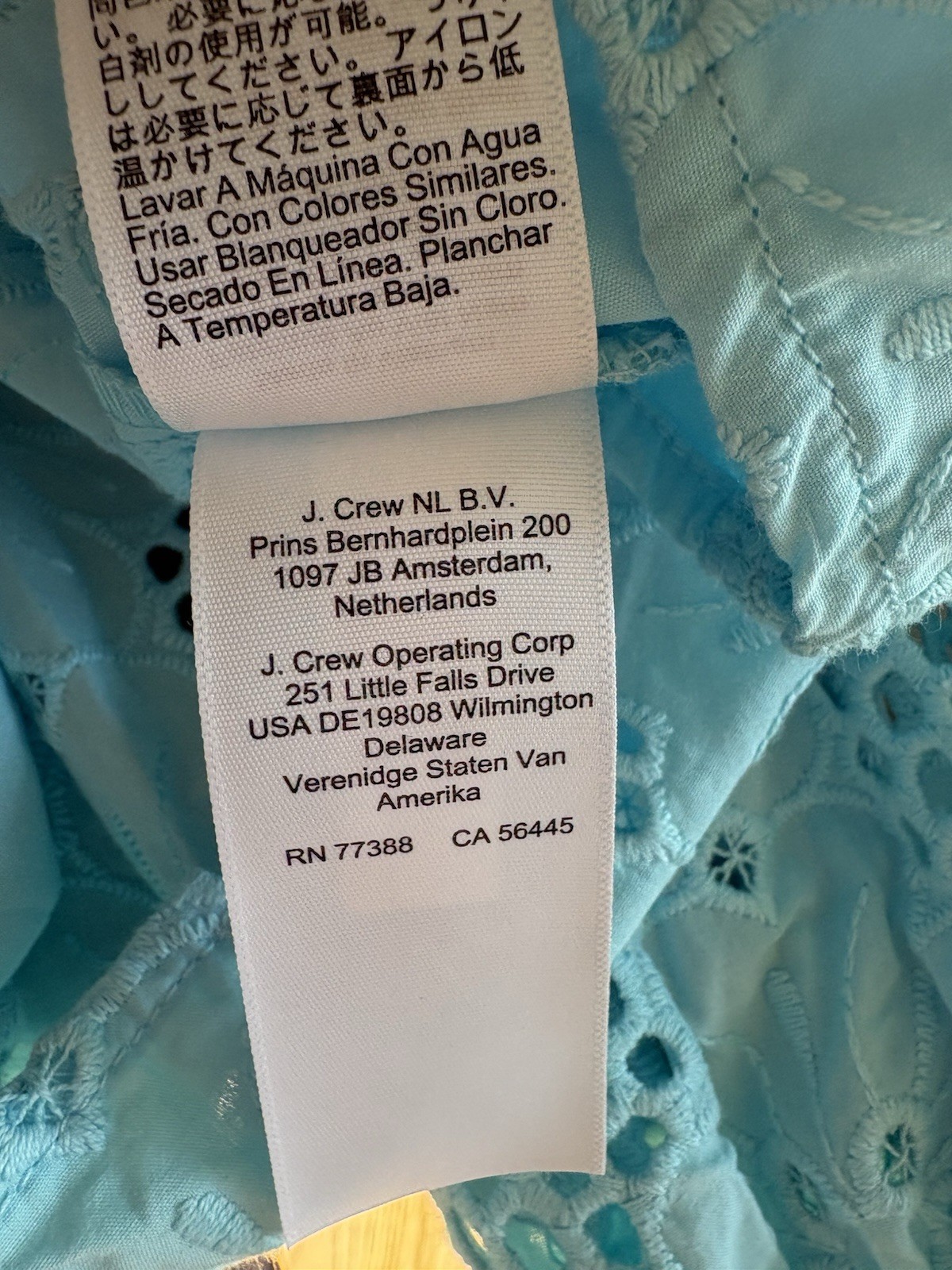 NWT J.Crew Aqua Blue Eyelet Long Sleeve Popover Top Size S Camisol Included