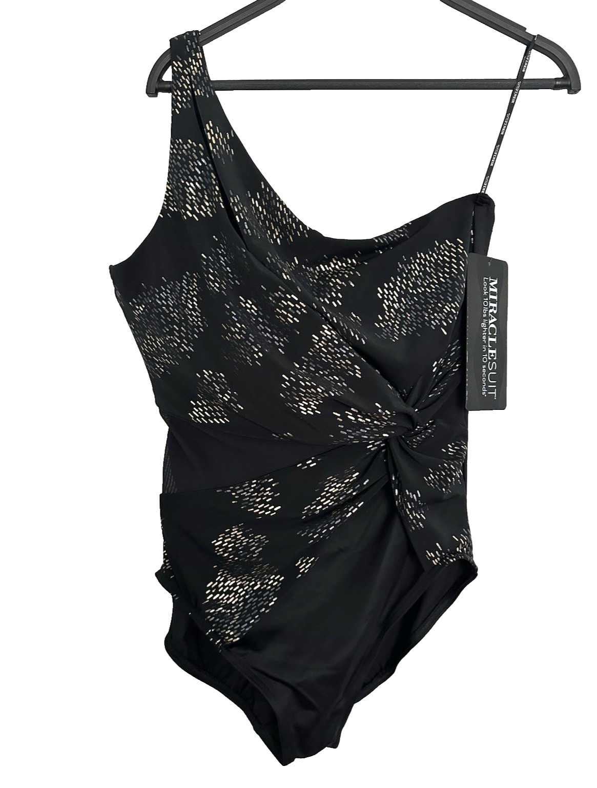 NWT MIRACLESUIT Size 16 Iridium Minx Black One-Piece Slimming Swimsuit $188