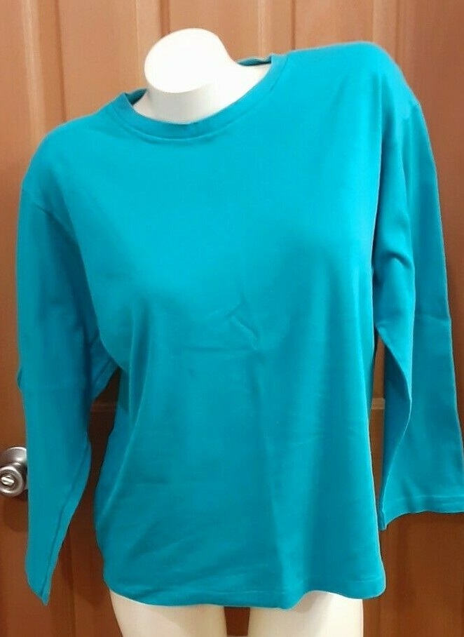 Mixed Blues Bracelet Sleeves Round Neck Blue Tee Shirt Misses Size Large