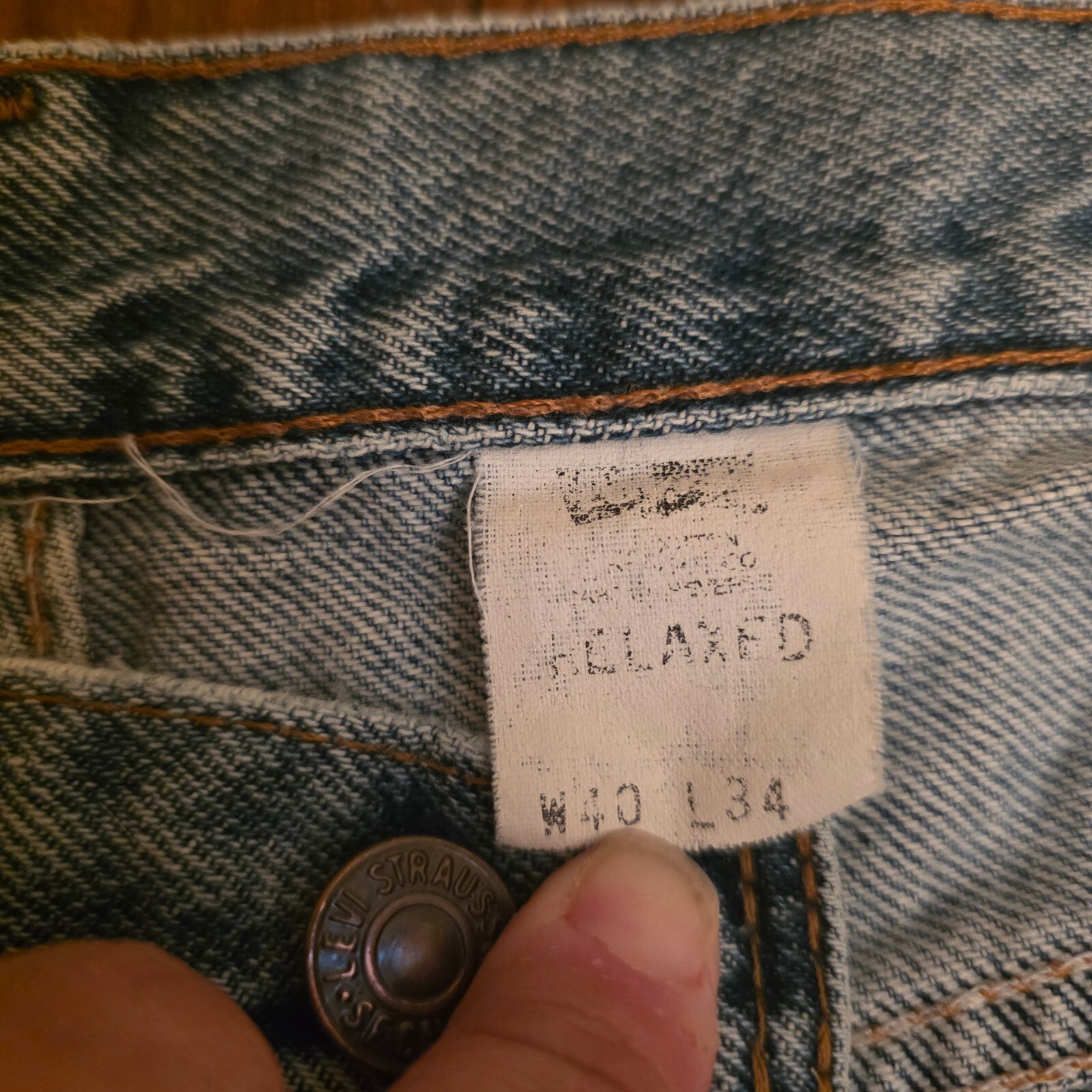 Vintage Brown Tab 1990s Levi’s Brown Tab Jeans 40×34 Naturally Distressed Paint