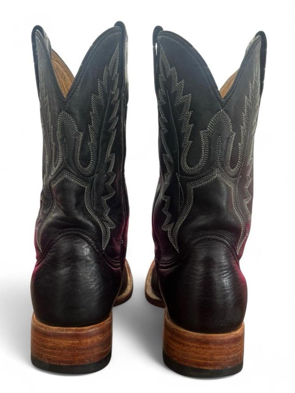 Gavel Handmade Bullhide Black Leather Square Toe Western Boots Mens Size 8.5 EE
