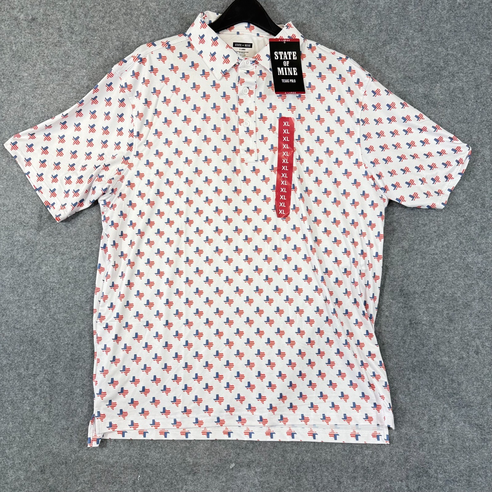 State Of Mine Texas Performance Golf Polo Shirt Mens XL White Short-Sleeve NWT