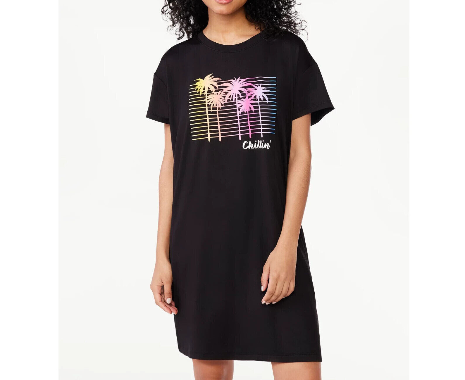 NEW JOYSPUN BLACK SLEEPSHIRT CHEMISE CHILLIN NIGHTGOWN RAYON/SPNX 2X/3X