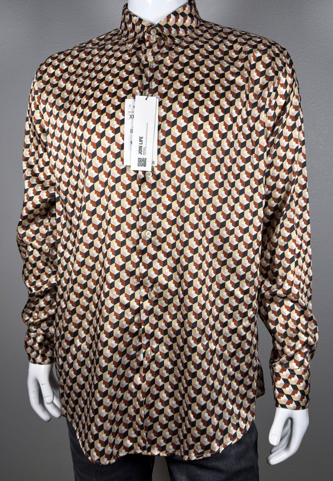 Zara Brown/Black/Gold Geometric Men’s XL Long Sleeve NWT $49 Versatile
