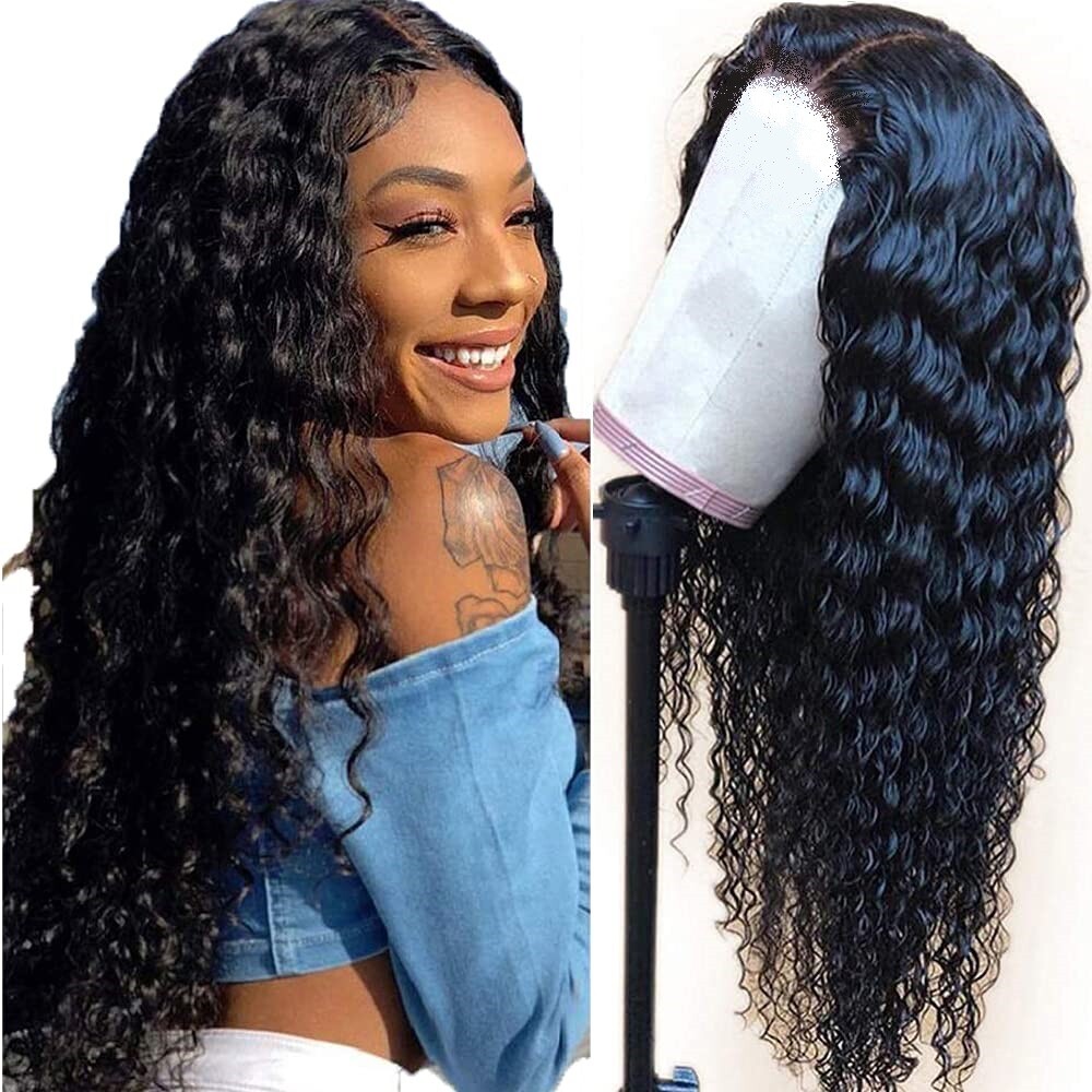 Human Hair Lace Front Wigs Womens Brazilian Human Long Curly Wavy Hair Wigs USA