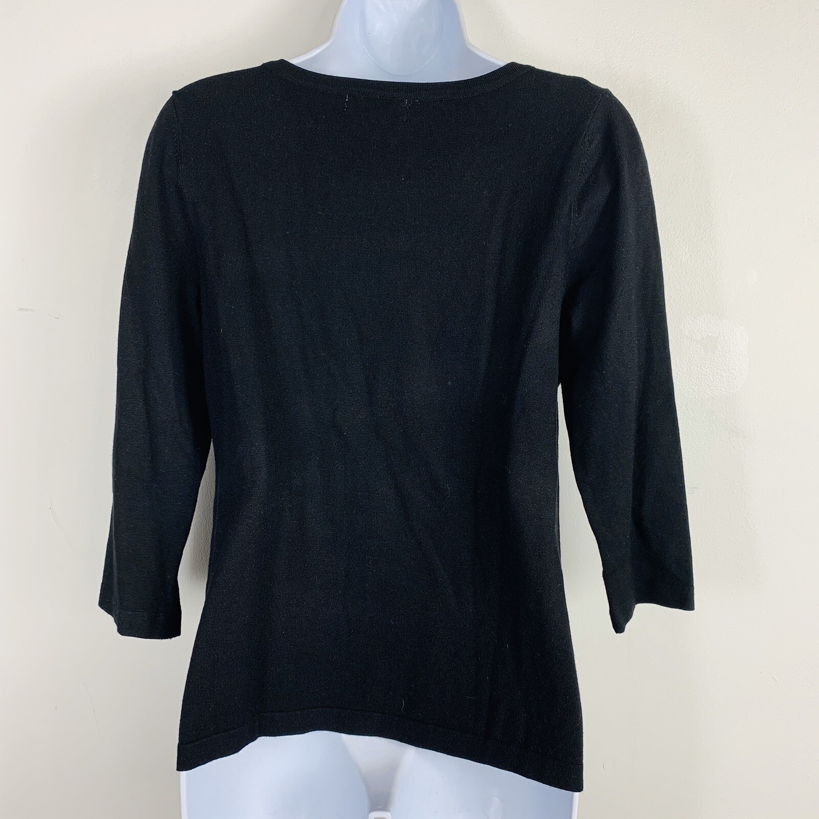 Spense Knits Sweater sz M Black Tight Knit Quiet Luxury Minimalist Modern Casual
